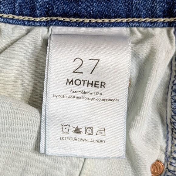 Mother Jeans Stunner Ankle Fray Graffiti Girl 27 Blue Skinny Button Fly GUC - Picture 3 of 12